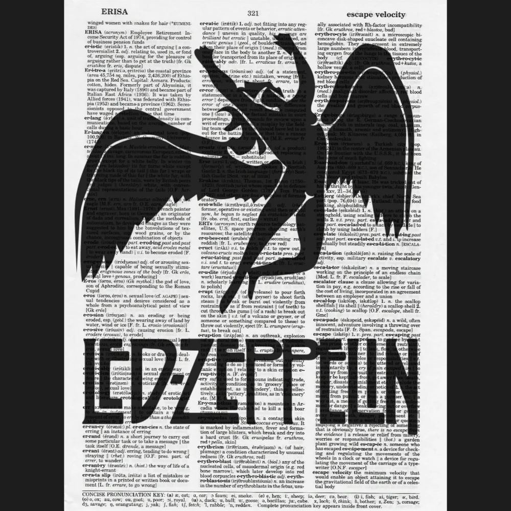 Led Zeppelin Vintage Rock Music Dictionary Print
